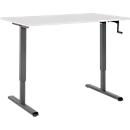 Schreibtisch Multiflex, manuell höhenverstellbar mit Kurbel, B 1200 x T 800 x H 700-1180 mm, lichtgrau/anthrazit