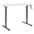 Schreibtisch Multiflex, manuell höhenverstellbar mit Kurbel, B 1200 x T 800 x H 700-1180 mm, weiß/anthrazit