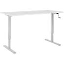 Schreibtisch Multiflex, manuell höhenverstellbar mit Kurbel, B 1600 x T 800 x H 700-1180 mm, lichtgrau/weißalu