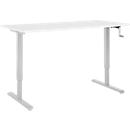Schreibtisch Multiflex, manuell höhenverstellbar mit Kurbel, B 1600 x T 800 x H 700-1180 mm, weiß/weißalu