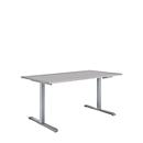 Schreibtisch Multiflex, manuell höhenverstellbar, Rechteck, T-Fuss, B 1200 x T 800 x H 728-1208 mm, lichtgrau/weissaluminium 