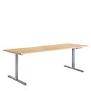 Schreibtisch Multiflex, manuell höhenverstellbar, Rechteck, T-Fuß, B 1600 x T 800 x H 728-1208 mm, Ahorn/weißaluminium