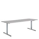Schreibtisch Multiflex, manuell höhenverstellbar, Rechteck, T-Fuß, B 1600 x T 800 x H 728-1208 mm, lichtgrau/weißaluminium