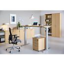 Schreibtisch NEVADA, elektrisch höhenverstellbar, Rechteck, T-Fuß, B 1600 x T 800 x H 715-1185 mm, Ahorn/alusilber