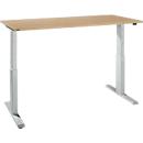 Schreibtisch NEVADA, elektrisch höhenverstellbar, Rechteck, T-Fuß, B 1600 x T 800 x H 715-1185 mm, Eiche-Dekor/alusilber
