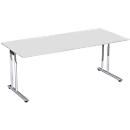 Schreibtisch PALENQUE, C-Fuß, Rechteck, B 1800 x T 800 x H 680-820 mm, lichtgrau
