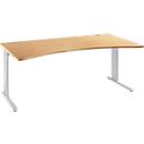 Schreibtisch Planova Basic, mit Cockpitplatte, C-Fuß, B 1800 mm, T 800/1000 mm,