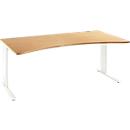 Schreibtisch Planova Basic, mit Cockpitplatte, C-Fuß, B 1800 mm, T 800/1000 mm, Buche-Dekor/weiß