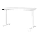 Schreibtisch Porto, elektrisch höhenverstellbar, T-Fuß, B 1200 x T 800 x H 720-1200 mm, weiß/weiß + Memory-USB-Panel