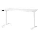 Schreibtisch Porto, elektrisch höhenverstellbar, T-Fuß, B 1400 x T 800 x H 720-1200 mm, weiß/weiß + Memory-USB-Panel