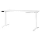 Schreibtisch Porto, elektrisch höhenverstellbar, T-Fuß, B 1600 x T 800 x H 720-1200 mm, weiß/weiß + Memory-USB-Panel