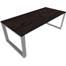 Schreibtisch QUANDOS BOX, Kufengestell, Rechteck, B 2000 x T 900 x H 720 - 820 mm, Mooreiche