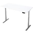 Schreibtisch, Rechteck, elektrisch höhenverstellbar, T-Fuß, B 1600 x T 800 x H 620-1280 mm, inkl. Memory Master, weiß/silber