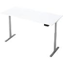 Schreibtisch, Rechteck, elektrisch höhenverstellbar, T-Fuß, B 1800 x T 800 x H 620-1280 mm, inkl. Memory Master, weiß/silber