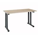 Schreibtisch Set Up, Rechteck, C-Fuß, B 1300 x T 650 x H 685-820 mm, Wildeiche/graphit
