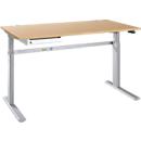 Schreibtisch STANDARD, elektrisch höhenverstellbar, B 1600 mm, Ahorn/weißaluminium + OrgaWork Schublade
