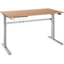Schreibtisch STANDARD, elektrisch höhenverstellbar, B 1600 mm, Buche/weißaluminium + OrgaWork Schublade
