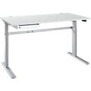 Schreibtisch STANDARD, elektrisch höhenverstellbar, B 1600 mm, lichtgrau/weißaluminium + OrgaWork Schublade