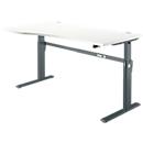 Schreibtisch Standard, elektrisch höhenverstellbar, Freiform, Ansatz links, C-Fuß, B 1800 x T 1000/800 x H 725-1185 mm, Ahorn/anthrazit