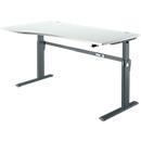 Schreibtisch Standard, elektrisch höhenverstellbar, Freiform, Ansatz links, C-Fuß, B 1800 x T 1000/800 x H 725-1185 mm, lichtgrau/anthrazit
