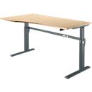 Schreibtisch Standard, elektrisch höhenverstellbar, Freiform, Ansatz links, C-Fuß, B 1800 x T 1000/800 x H 725-1185 mm, weiß/anthrazit