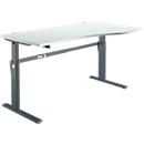 Schreibtisch Standard, elektrisch höhenverstellbar, Freiform, Ansatz rechts, C-Fuß, B 1800 x T 1000/800 x H 725-1185 mm, lichtgrau/anthrazit