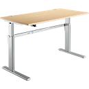 Schreibtisch Standard, elektrisch höhenverstellbar, Rechteck, C-Fuß, B 1600 x T 800 x H 725-1185 mm, Ahorn/weißaluminium RAL 9006 