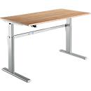 Schreibtisch Standard, elektrisch höhenverstellbar, Rechteck, C-Fuß, B 1600 x T 800 x H 725-1185 mm, Kirsche Romana/weißaluminium RAL 9006