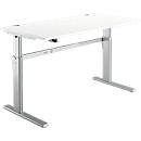 Schreibtisch Standard, elektrisch höhenverstellbar, Rechteck, C-Fuß, B 1600 x T 800 x H 725-1185 mm, weiß/weißaluminium RAL 9006