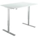 Schreibtisch Start Off, elektrisch höhenverstellbar, Rechteck, T-Fuß, B 1200 x T 800 x H 755-1255 mm, lichtgrau/weißalu 