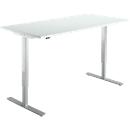 Schreibtisch Start Off, elektrisch höhenverstellbar, Rechteck, T-Fuß, B 1600 x T 800 x H 755-1255 mm, lichtgrau/weißalu