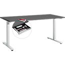 Schreibtisch Start Off, T-Fuß-Gestell, B 1600 x T 800 x H 735 mm, graphit + Schublade
