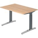 Schreibtisch TOPAS LINE, manuell höheneinstellbar, B 1200 mm, Eiche/graphit/alu poliert