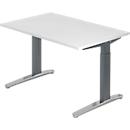 Schreibtisch TOPAS LINE, manuell höheneinstellbar, B 1200 mm, weiß/graphit/alu poliert