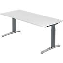 Schreibtisch TOPAS LINE, manuell höheneinstellbar, B 1800 mm, weiß/graphit/alu poliert