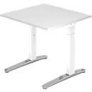 Schreibtisch TOPAS LINE, manuell höheneinstellbar, B 800 mm, weiß/weiß/alu poliert