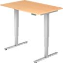 Schreibtisch ULM, elektrisch, höhenverstellbar, B 1200 mm, Buche-Dekor