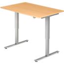 Schreibtisch Ulm, elektrisch höhenverstellbar, T-Fuß, B 1200 mm, Buche-Dekor