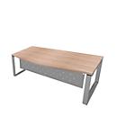 Schreibtisch X-TIME-WORK, Kufengestell, Rundbogen, B 2000 x T 900 x H 740 mm, Ulme/Alu