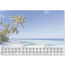 Schreibunterlage Sigel Beach, A2, 30 Blatt mit Motiv, mehrsprachiges 3-Jahres-Kalendarium für 2026-2028, FSC®-Mix Papier, blau