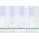 Schreibunterlage Sigel Time, A2, 30 Blatt, Tages- und Wochenplan, mehrsprachiges 3-Jahres-Kalendarium für 2025-2027, FSC®-Mix Papier, blau-weiss