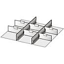 Schubladen-Unterteilungen, 2 Zwischenstege/6 Trennwände, 75mm, Stahlblech