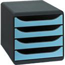 Schubladenbox Big Box Iderama Türkis, 4 offene Schubladen, A4/A4+/24x32 cm, leise, Sicherheitsstopp