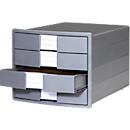 Schubladenbox HAN Impuls 2.0, 4 Schubladen, Format A4, stapelbar, geschlossen, grau