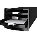 Schubladenbox HAN Impuls 2.0, 4 Schubladen, Format A4, stapelbar, offen, schwarz