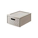 Schubladenbox Rotho COUNTRY, Volumen 8,3 l, 1 herausnehmbares Schubfach, stapelbar, L 350 x B 260 x H 145 mm, Polypropylen, cappuccino