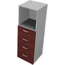 Schubladenelement PHENOR, 3 OH, 4 Schübe, 1 Regalfach, B 430 x T 430 x H 1310 mm, Wenge-Dekor