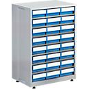 Schubladenregal, mit 24 Schubladen, blau