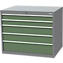 Schubladenschrank Bedrunka+Hirth, 5 Schübe, abschliessbar, bis 1500 kg, B 1305 x T 736 x H 819 mm, Stahlblech