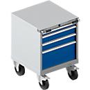 Schubladenschrank mit Rollen WSK 27-27, 4 Schübe, bis 200 kg, B 564 x T 572 x H 770 mm, weißaluminium/enzianblau